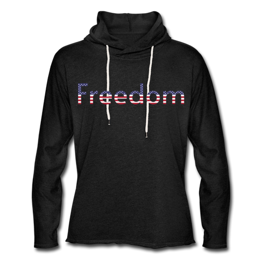 Freedom Patriotic Word Art Unisex Lightweight Terry Hoodie - charcoal gray