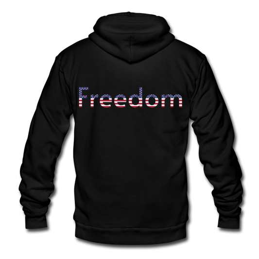 Freedom Patriotic Word Art Unisex Fleece Zip Hoodie - black