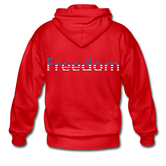 Freedom Patriotic Word Art Gildan Heavy Blend Adult Zip Hoodie - red