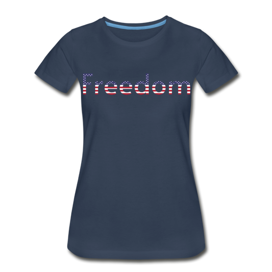 Freedom Patriotic Word Art Women’s Premium Organic T-Shirt - navy