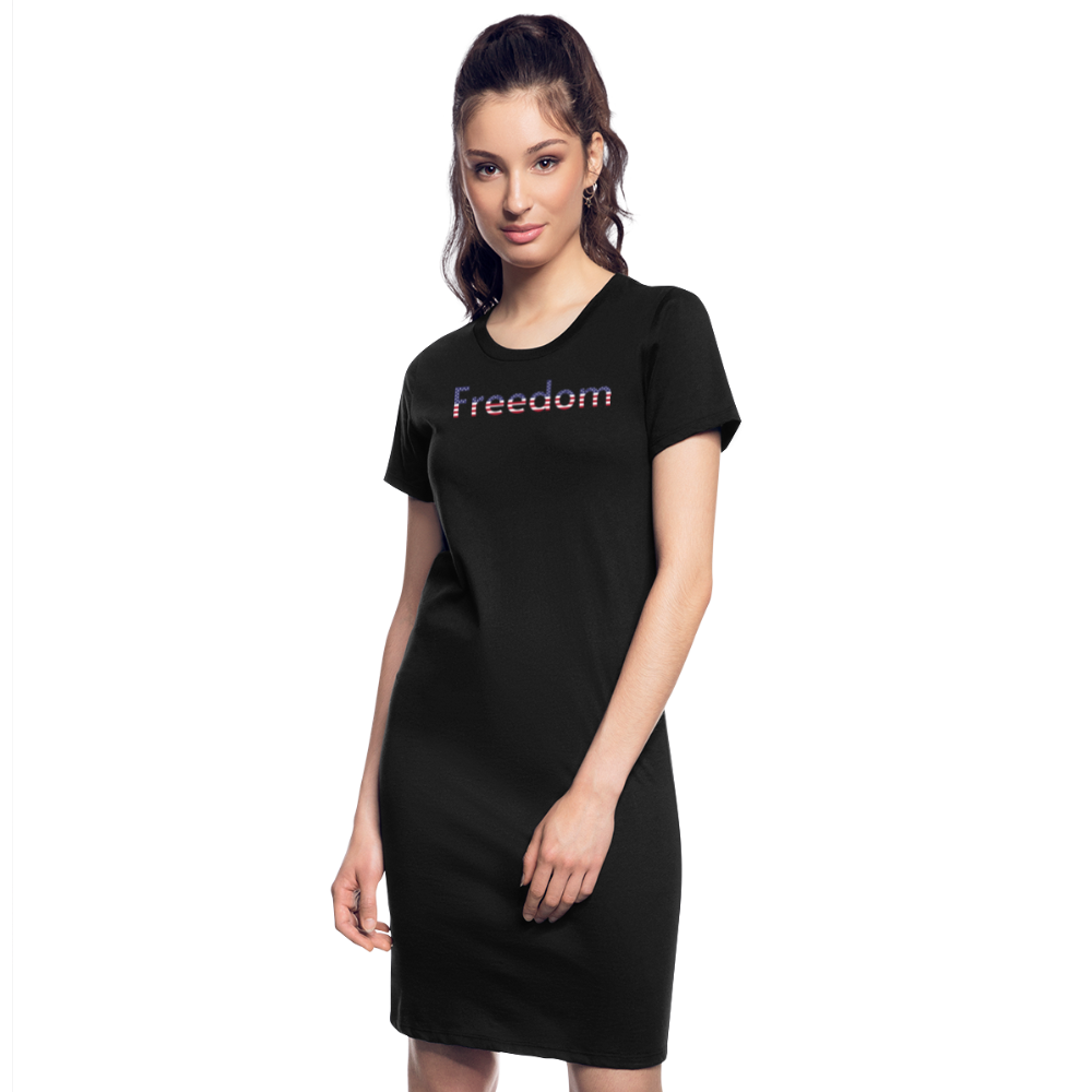 Freedom Patriotic Word Art Women's T-Shirt Dress - black