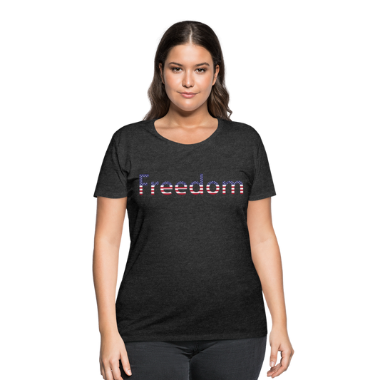 Freedom Patriotic Word Art Women’s Curvy T-Shirt - deep heather