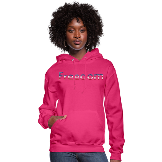 Freedom Patriotic Word Art Women's Hoodie - fuchsia