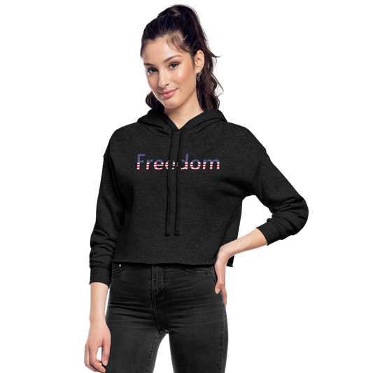 Freedom Patriotic Word Art Women's Cropped Hoodie - deep heather