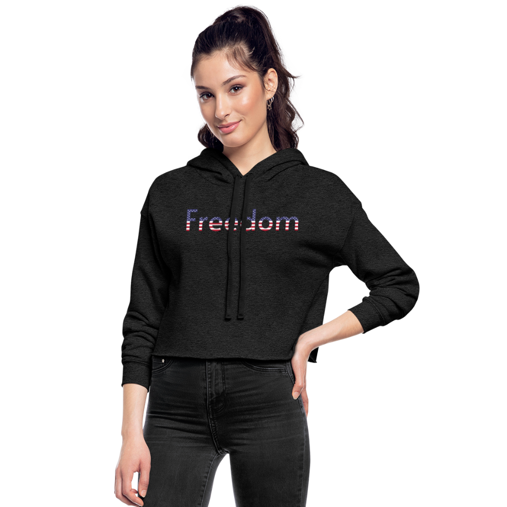 Freedom Patriotic Word Art Women's Cropped Hoodie - deep heather