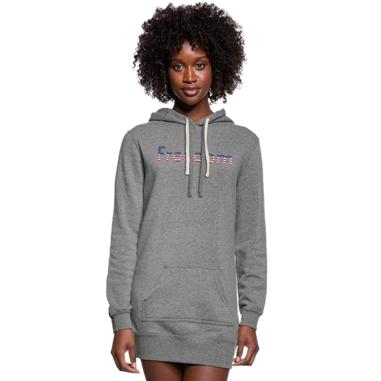 Freedom Patriotic Word Art Women's Hoodie Dress - heather gray