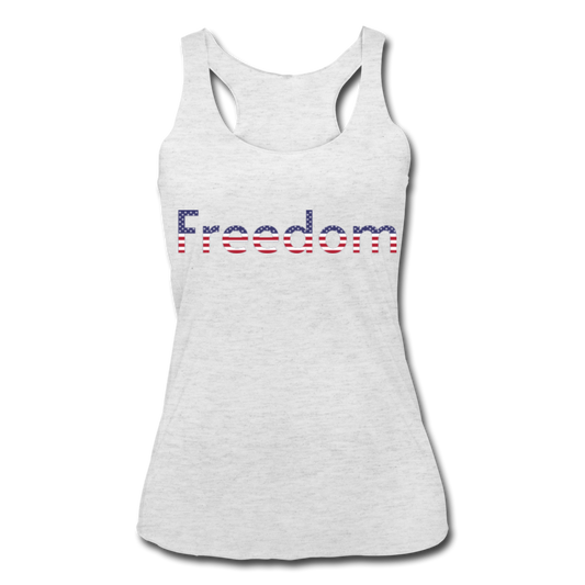 Freedom Patriotic Word Art Women’s Tri-Blend Racerback Tank - heather white