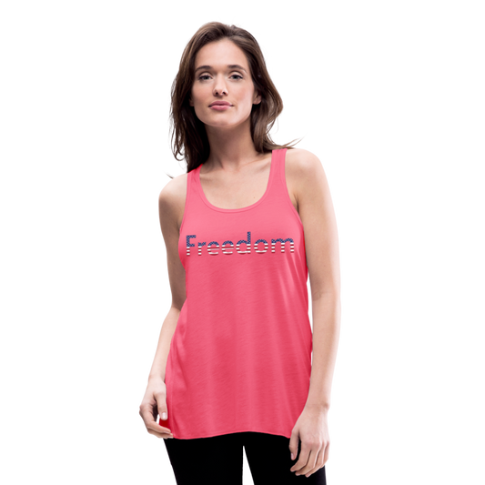 Freedom Patriotic Word Art Women's Flowy Tank Top by Bella - neon pink