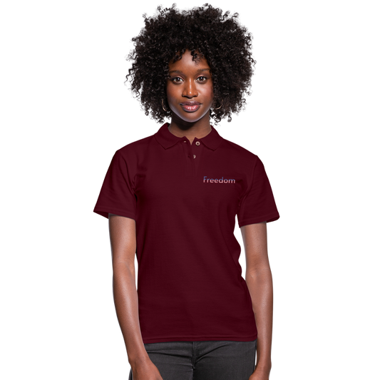 Freedom Patriotic Word Art Women's Pique Polo Shirt - burgundy