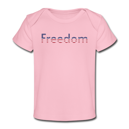 Freedom Patriotic Word Art Organic Baby T-Shirt - light pink