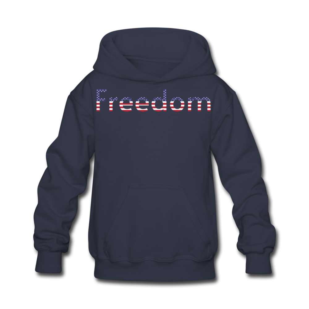 Freedom Patriotic Word Art Kids' Hoodie - navy