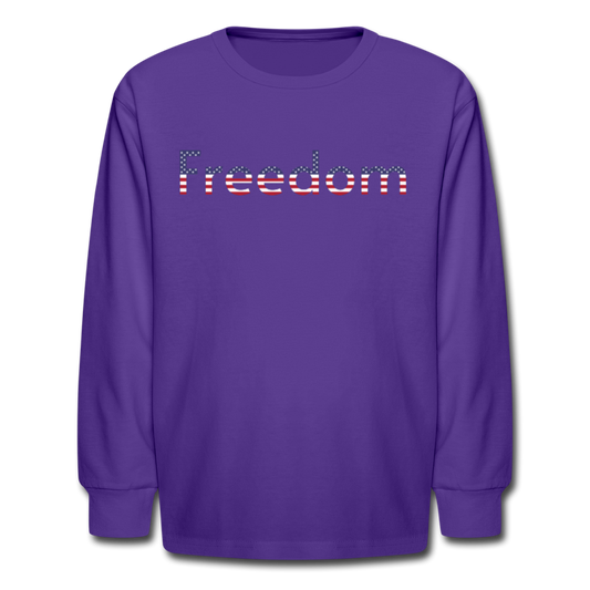 Freedom Patriotic Word Art Kids' Long Sleeve T-Shirt - dark purple