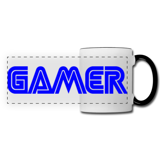 Gamer Word Text Art Panoramic Mug - white/black