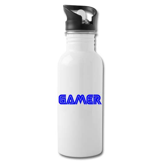 Gamer Word Text Art Water Bottle - white
