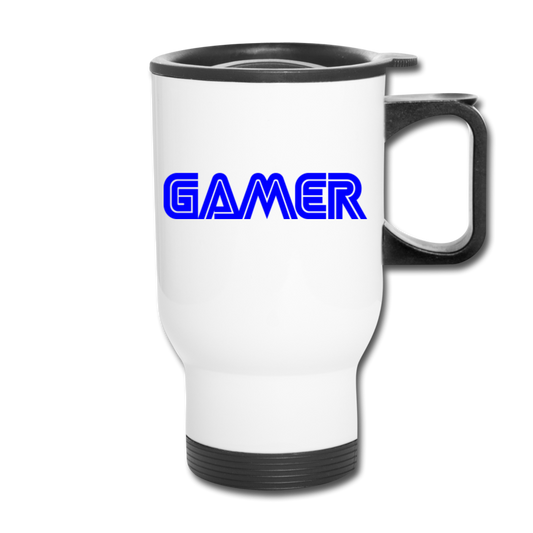 Gamer Word Text Art Stainless Steel Travel Mug - white