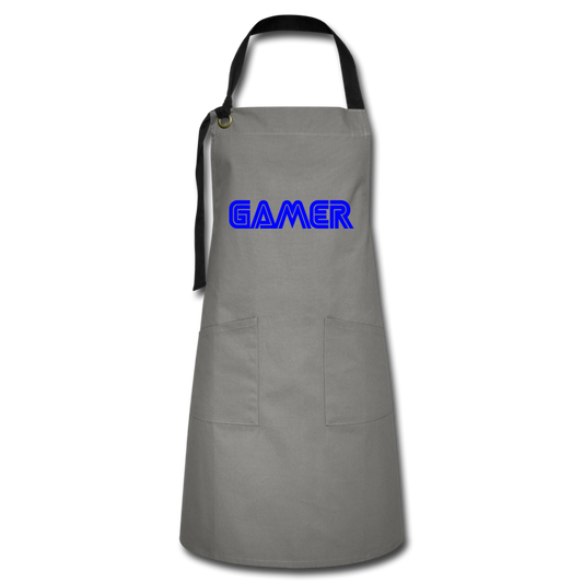 Gamer Word Text Art Artisan Apron - gray/black