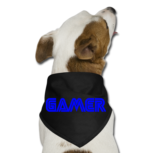Gamer Word Text Art Dog Bandana - black