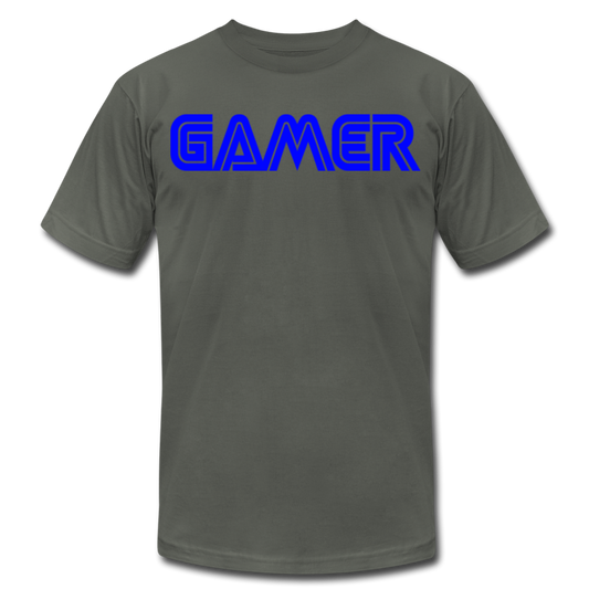 Gamer Word Text Art Unisex Jersey T-Shirt by Bella + Canvas - asphalt
