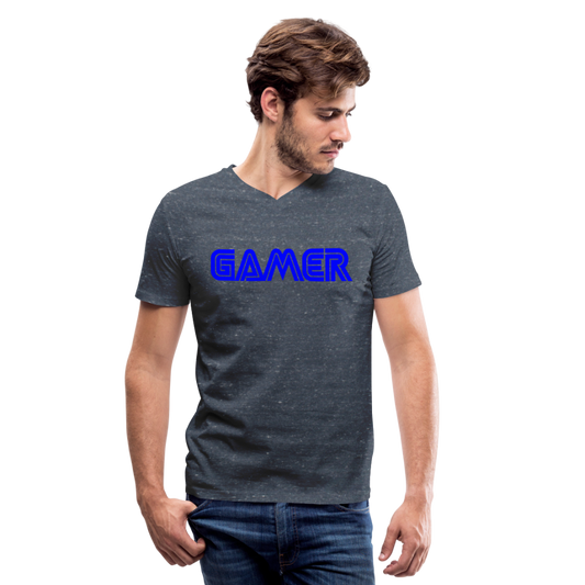 Gamer Word Text Art Men's V-Neck T-Shirt - heather navy