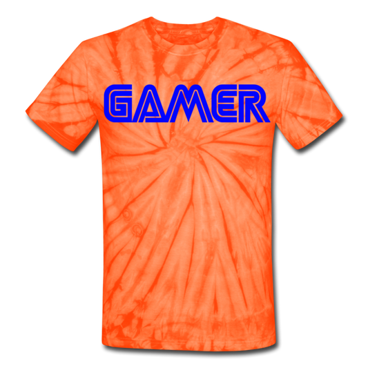 Gamer Word Text Art Unisex Tie Dye T-Shirt - spider orange