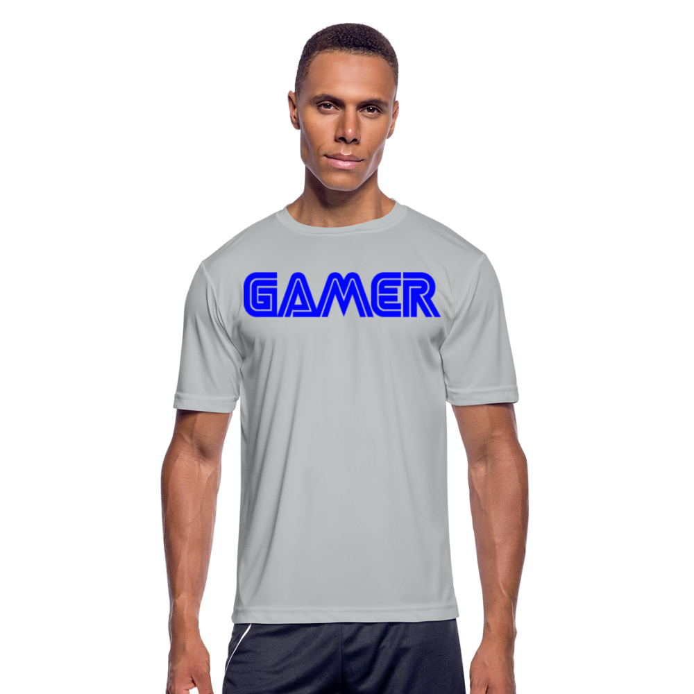 Gamer Word Text Art Men’s Moisture Wicking Performance T-Shirt - silver