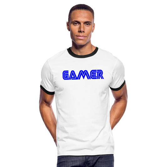 Gamer Word Text Art Men's Ringer T-Shirt - white/black