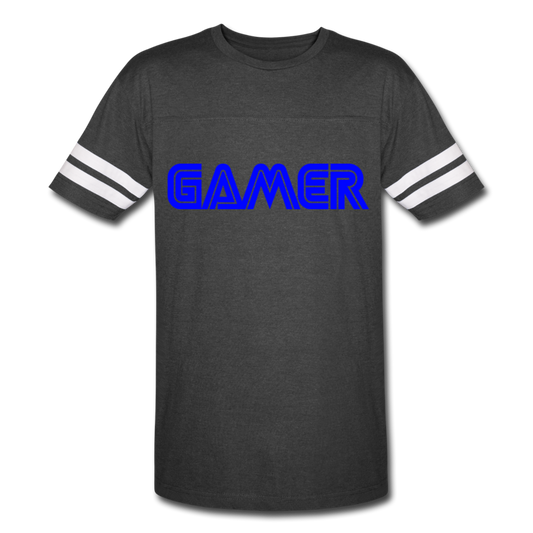 Gamer Word Text Art Vintage Sport T-Shirt - vintage smoke/white