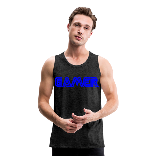 Gamer Word Text Art Men’s Premium Tank - charcoal gray