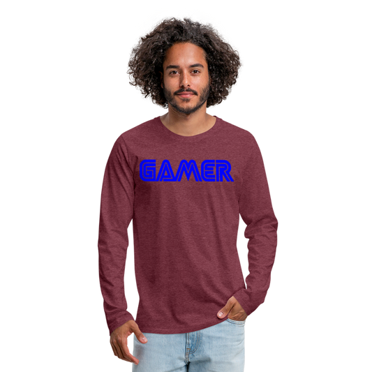 Gamer Word Text Art Men's Premium Long Sleeve T-Shirt - heather burgundy