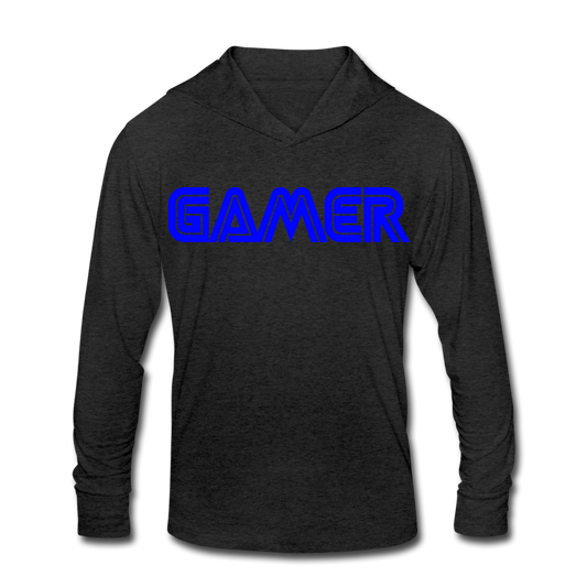 Gamer Word Text Art Unisex Tri-Blend Hoodie Shirt - heather black