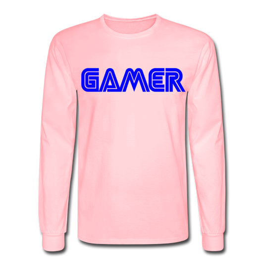 Gamer Word Text Art Men's Long Sleeve T-Shirt - pink