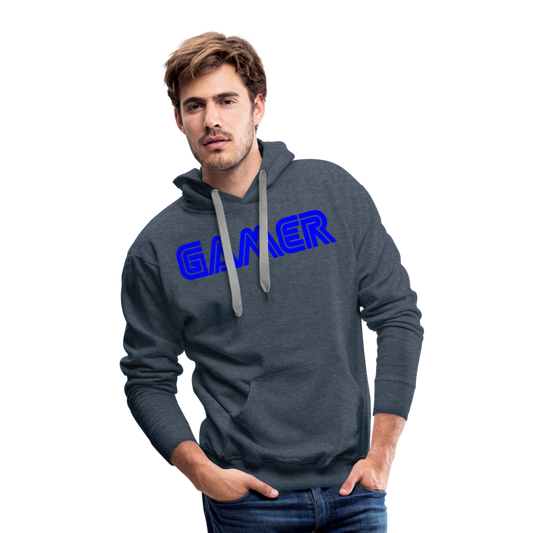 Gamer Word Text Art Men’s Premium Hoodie - heather denim