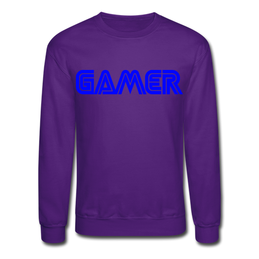 Gamer Word Text Art Crewneck Sweatshirt - purple