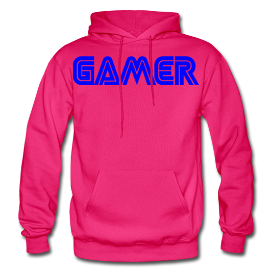 Gamer Word Text Art Gildan Heavy Blend Adult Hoodie - fuchsia