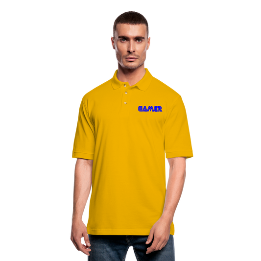 Gamer Word Text Art Men's Pique Polo Shirt - Yellow