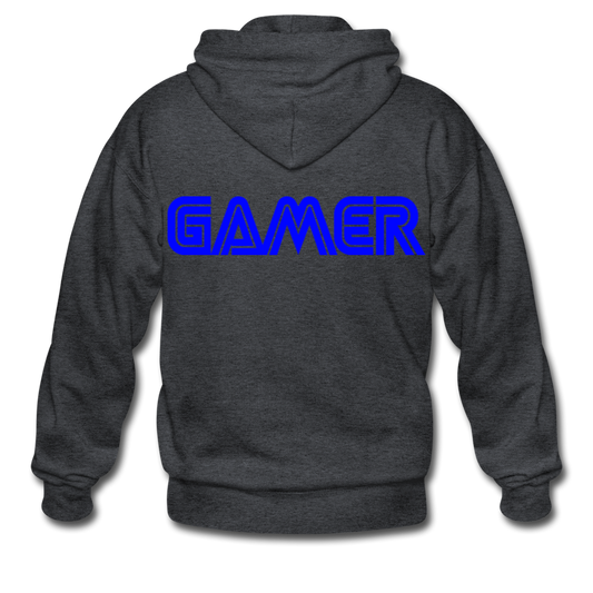 Gamer Word Text Art Gildan Heavy Blend Adult Zip Hoodie - deep heather