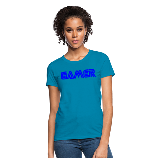 Gamer Word Text Art Women's T-Shirt - turquoise