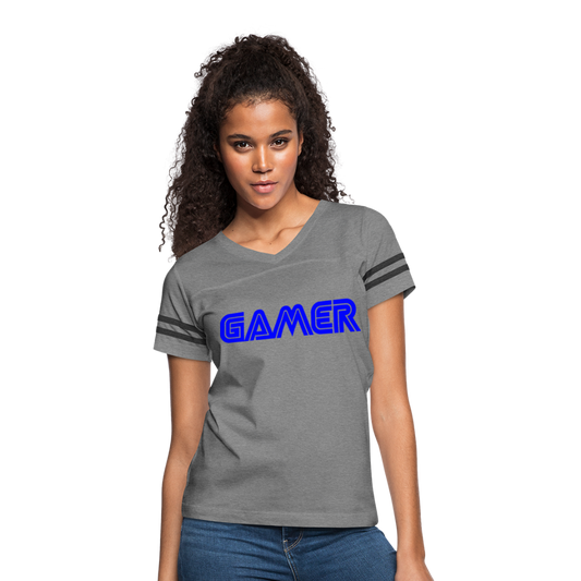 Gamer Word Text Art Women’s Vintage Sport T-Shirt - heather gray/charcoal