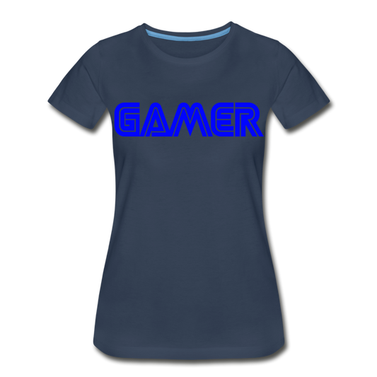 Gamer Word Text Art Women’s Premium Organic T-Shirt - navy
