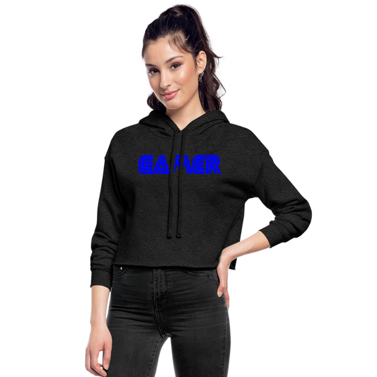 Gamer Word Text Art Women's Cropped Hoodie - deep heather