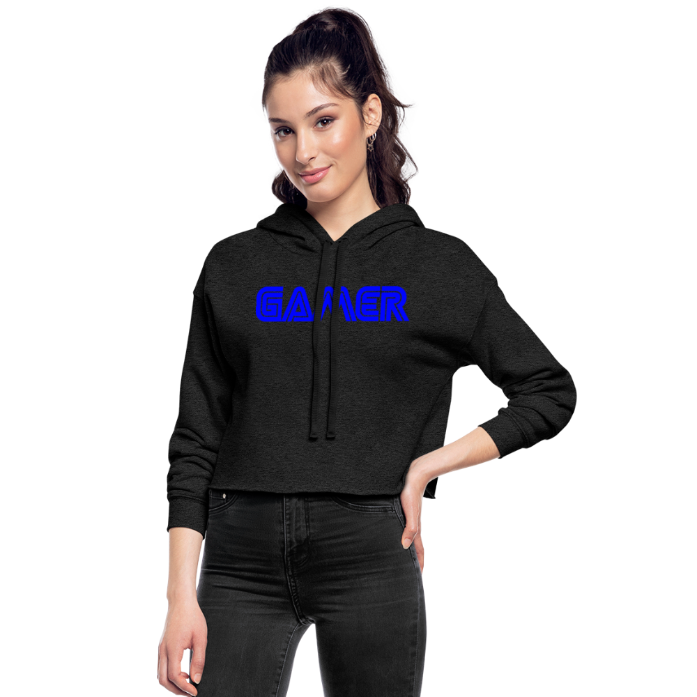 Gamer Word Text Art Women's Cropped Hoodie - deep heather