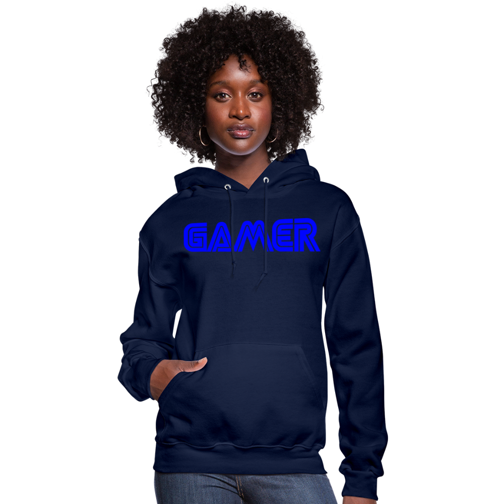 Gamer Word Text Art Women's Hoodie - navy