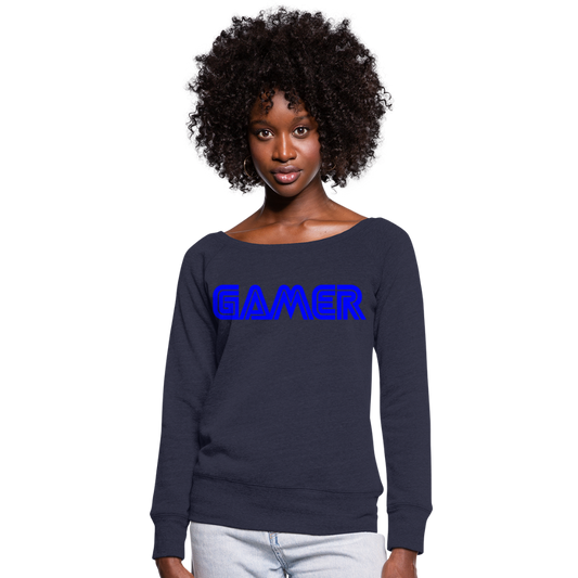 Gamer Word Text Art Women's Wideneck Sweatshirt - melange navy