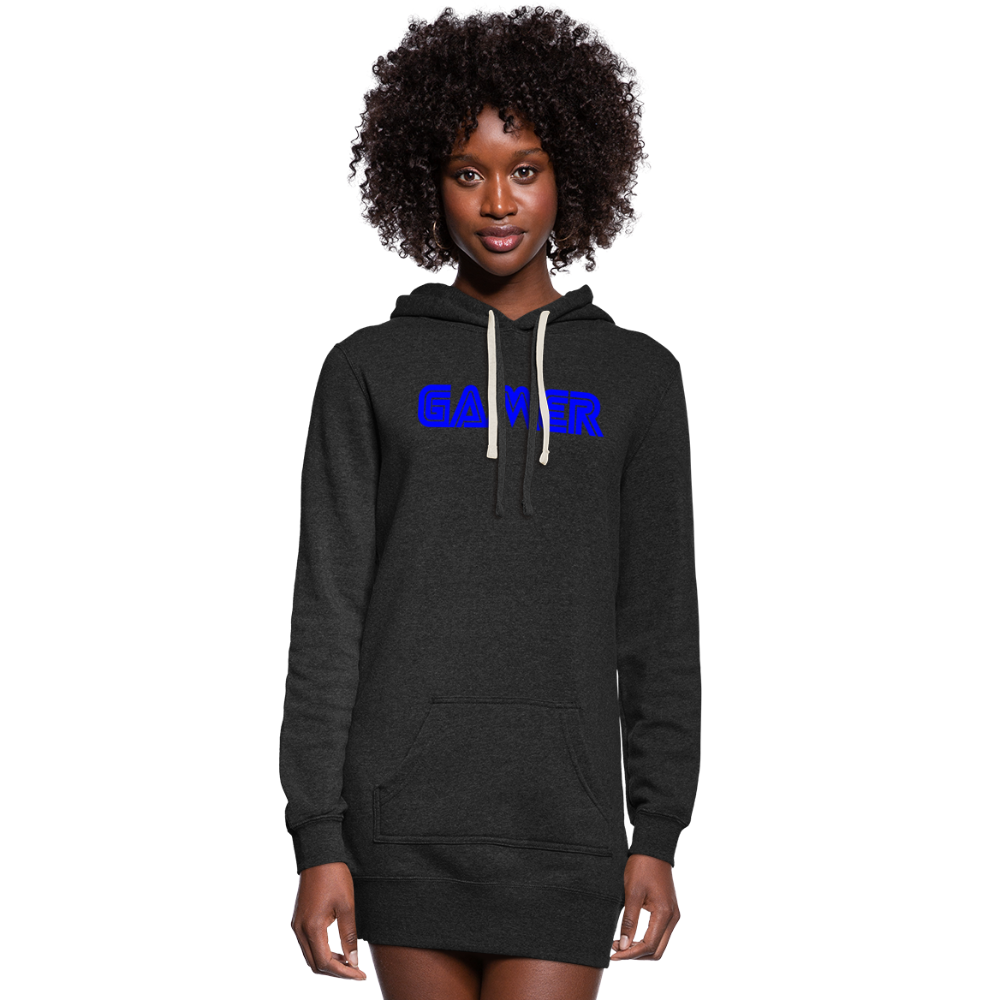 Gamer Word Text Art Women's Hoodie Dress - heather black