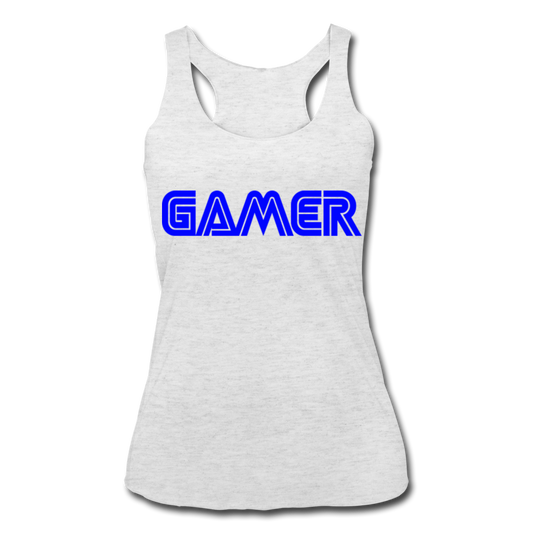 Gamer Word Text Art Women’s Tri-Blend Racerback Tank - heather white