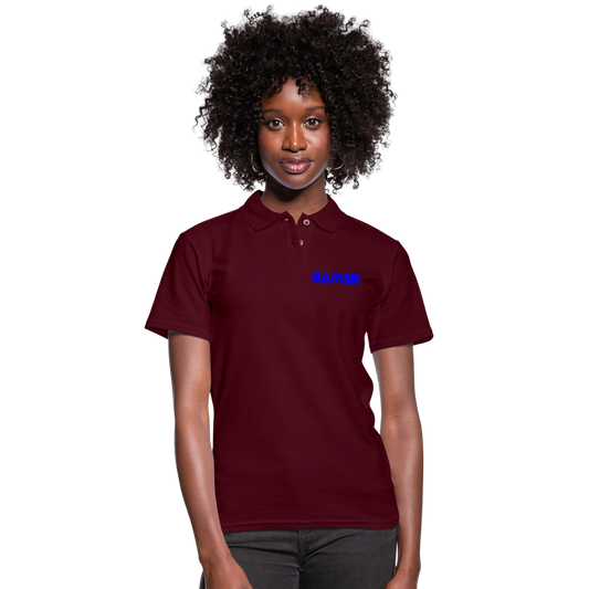 Gamer Word Text Art Women's Pique Polo Shirt - burgundy