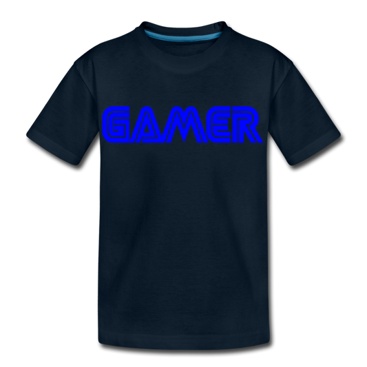Gamer Word Text Art Kid’s Premium Organic T-Shirt - deep navy