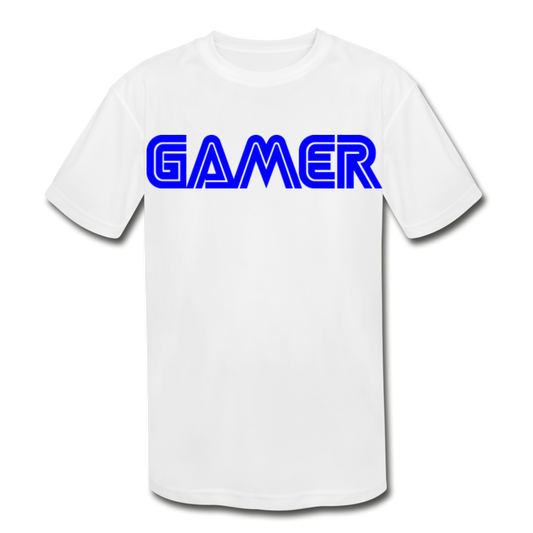 Gamer Word Text Art Kids' Moisture Wicking Performance T-Shirt - white