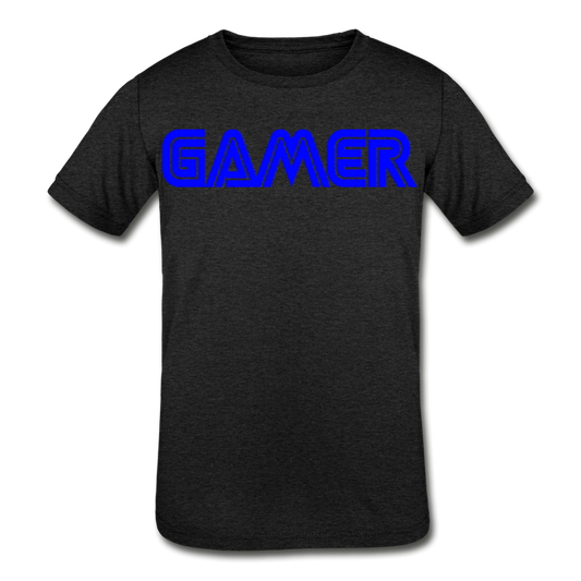 Gamer Word Text Art Kids' Tri-Blend T-Shirt - heather black