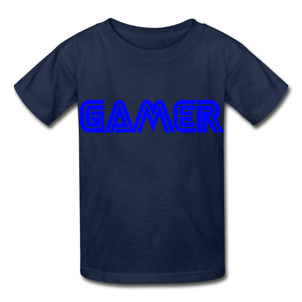 Gamer Word Text Art Hanes Youth Tagless T-Shirt - navy